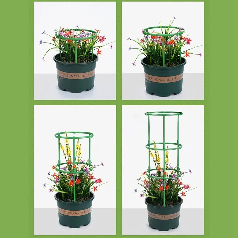 Pila de soporte de plástico para plantas, soporte medio redondo para vides trepadoras, varilla de fijación para bonsái, soporte para plantas de