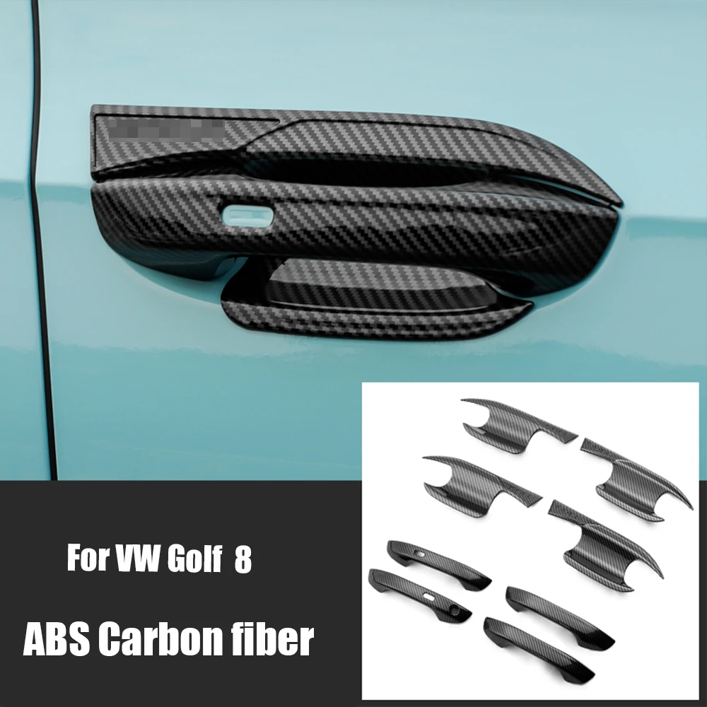 Accesorios de carbono cromado para manija de puerta de coche, cubierta de espejo, embellecedor de luces antiniebla traseras para Volkswagen VW Golf 8 MK8 2021 2022