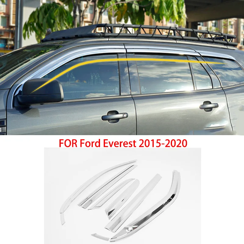 

Car accessories FIT FOR Ford Everest 2015-2020 ABS chrome waterproof Door Window Visor Vent Shades Sun Rain Guard