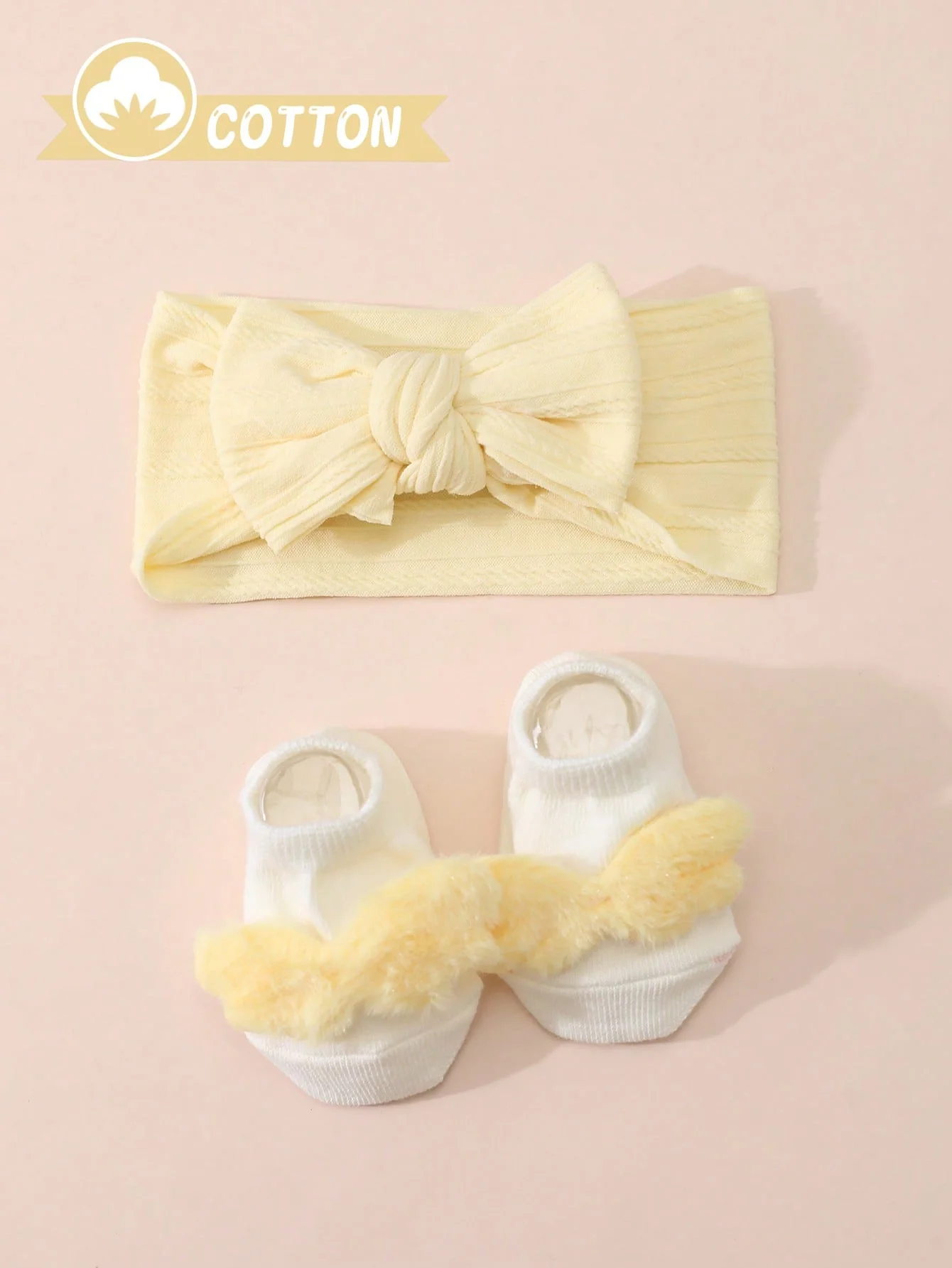 1 Pair of Baby Girls Sweet and Adorable Wings Decorations Short Socks and a Bow Headband for Infants Aged 0-36 Months Daily Wear