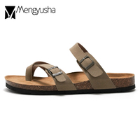 Casual Flip Flops Slippers Woman/Men Nubuck PU Leather Clog Shoes Summer Beach Cork Sandals Clip Toe Couples Slides Outdoor