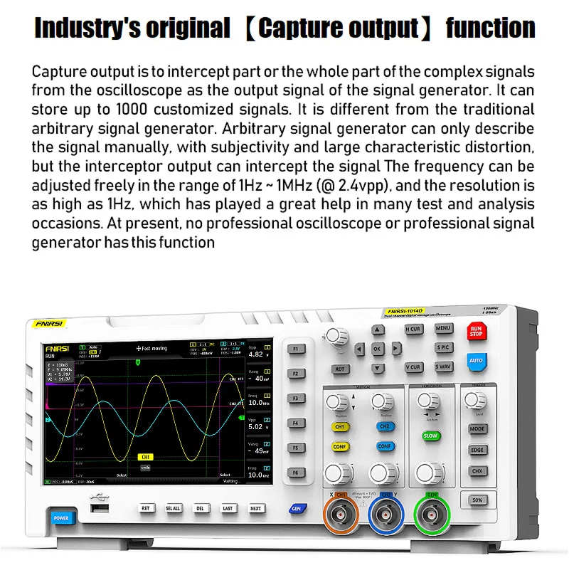 Imagem -05 - Digital Osciloscópio Sinal Gerador Dual Channel Entrada 1014d 100mhz Banda Analógica 1gsa s Taxa de Amostragem