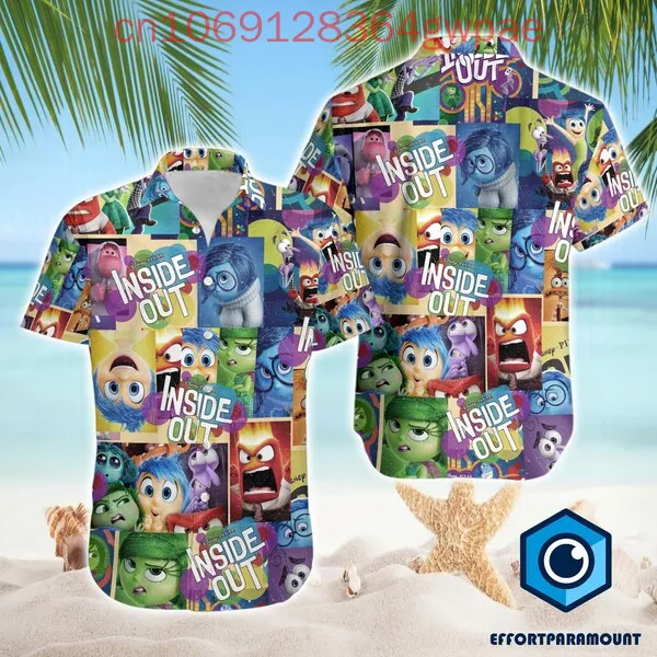 

Disney Inside Out Men and Women Hawaiian Shirt Characters Kids Hawaii Shirt Family Summer Trip Button Up Shirt