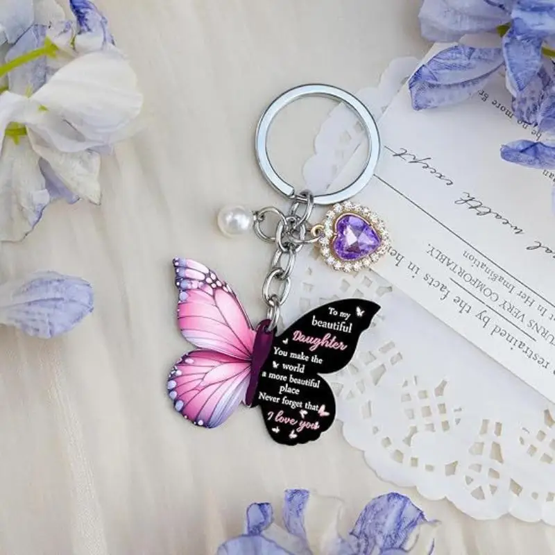 Schmetterlings-Schlüsselanhänger mit dem Vers „Alle Dinge sind möglich“ – Inspirierendes religiöses Geschenk für Frauen, Autoschlüssel, Taschen- und Geldbörsen-Accessoire – Detail 7