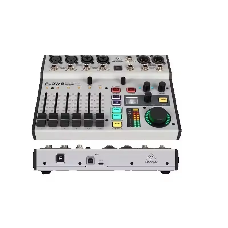 Behringer FLOW 8 8-Input Digital Mixer with Bluetooth Audio and App Control 60mm Channel Faders 2 FX Processors USB/Audio Inter