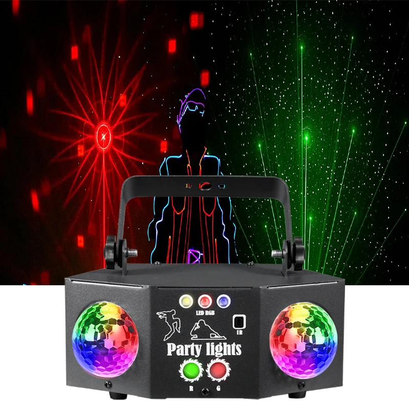 

YSH RGB Лазерный DJ Light Светодиодные сценические светильники для свадебных мероприятий Клубные шоу Пульт дистанционного управления Звуковая активация RGBW Эмиссия