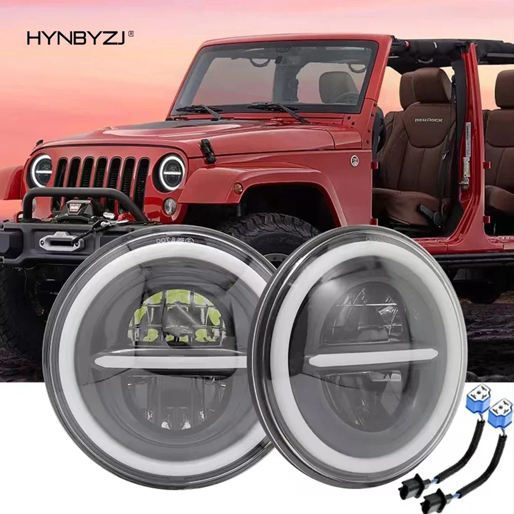 

HYNBYZJ 7 Inch LED Headlight DRL Daytime Running Lights High Power Hi/Lo Beam For Ford Jeep Wrangler Lada Niva Motorcycle Light