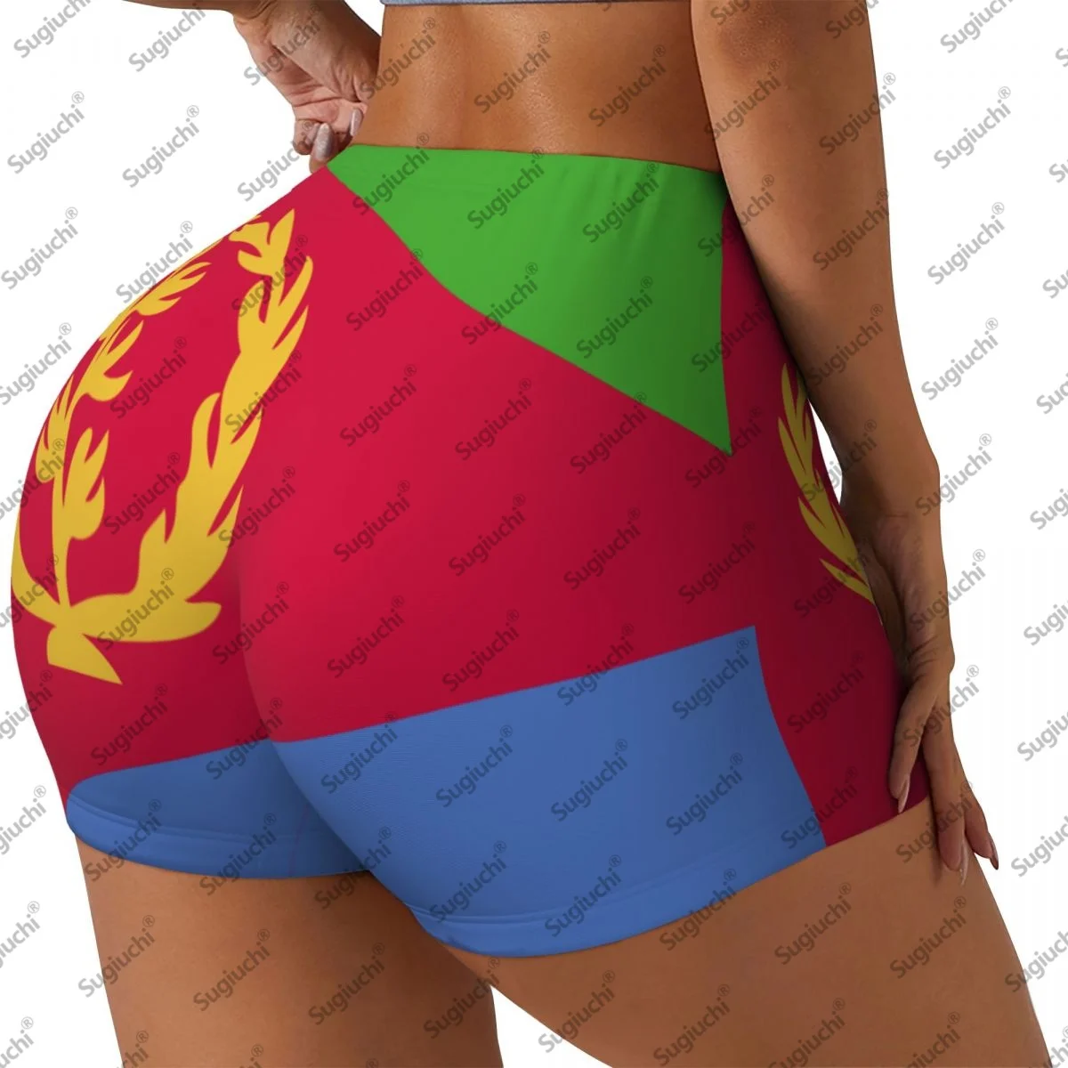 Pantalones cortos de yoga con bandera de Eritrea para mujer, entrenamiento, levantamiento de glúteos, cintura alta, gimnasio, correr, pantalones cortos