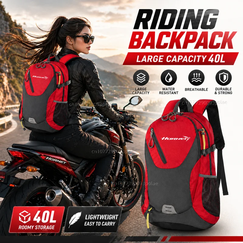 

For Honda cb750 hornet 2025 2026 Hornet750 Large Capacity Waterproof OuRacing travel Men waterproof Backpack Bag Motorcycle Gift