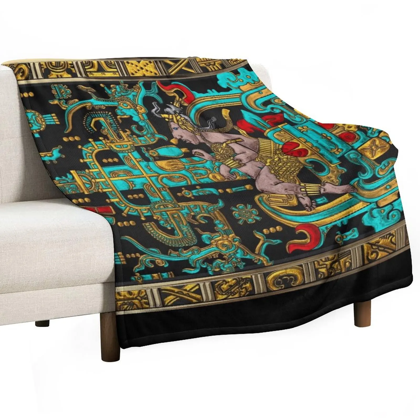Manta decorativa suave para el hogar con diseño de la Gran Tumba de Pakal - Palenque Astronaut over Black No.2, para sofá y dormitorio