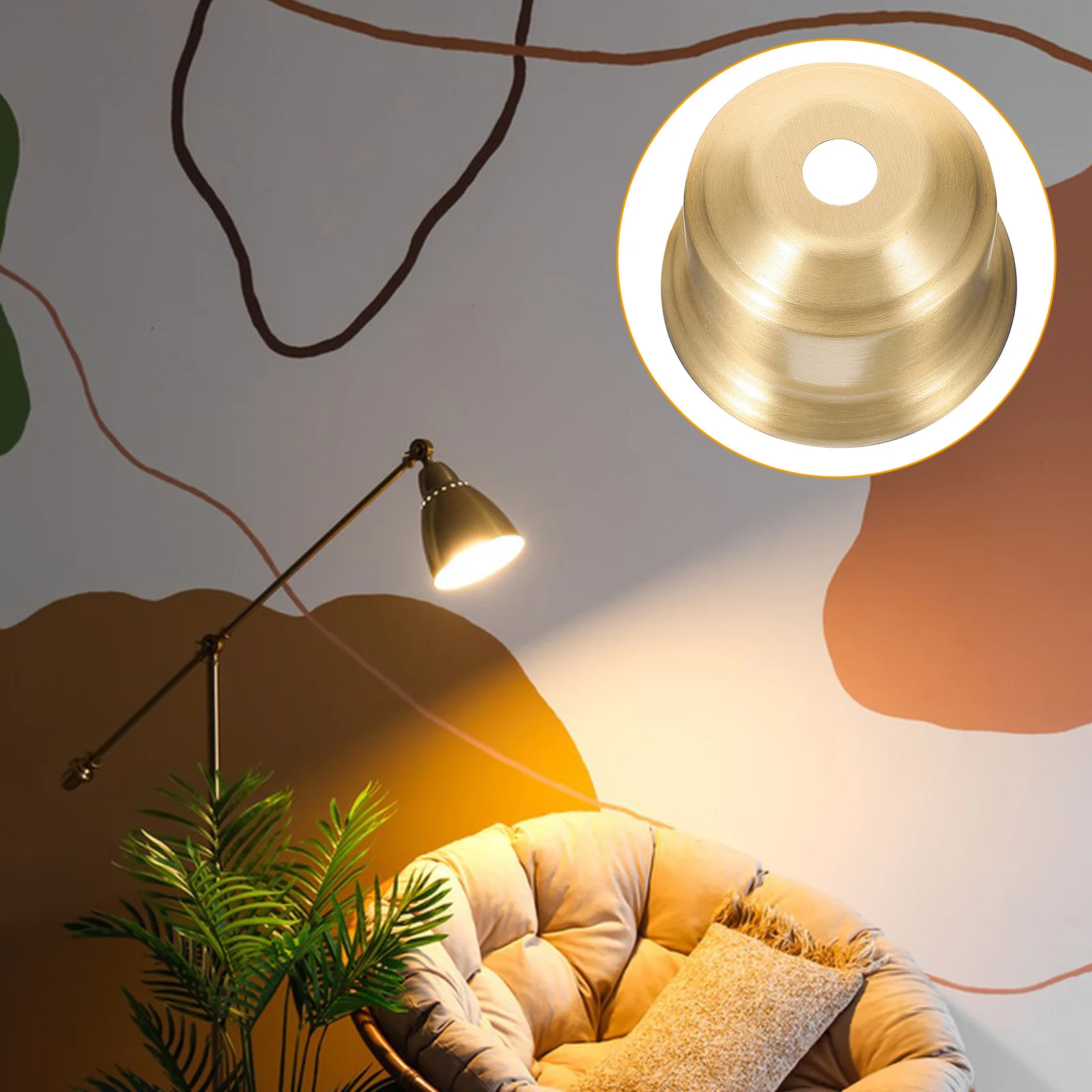 النحاس مصباح نهائي جولة قوي E27 قاعدة الجدول الطابق عاكس الضوء أجزاء الزخرفية E27 قواعد مصباح جدار السقف ضوء الكؤوس