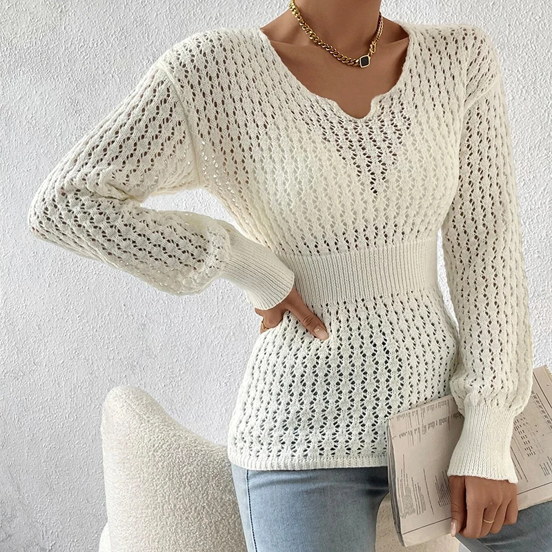 

Women's Knitted Sweater, Designer Clothing, Hollow Design