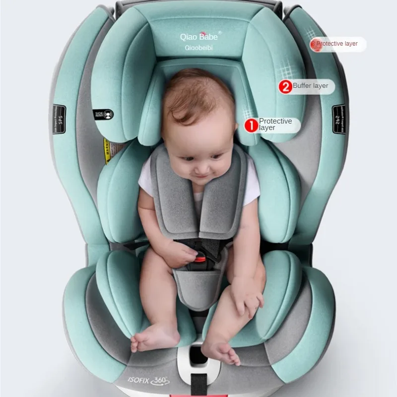 Child safety seat, baby car 360 rotating simple portable seat 0-12 reclining