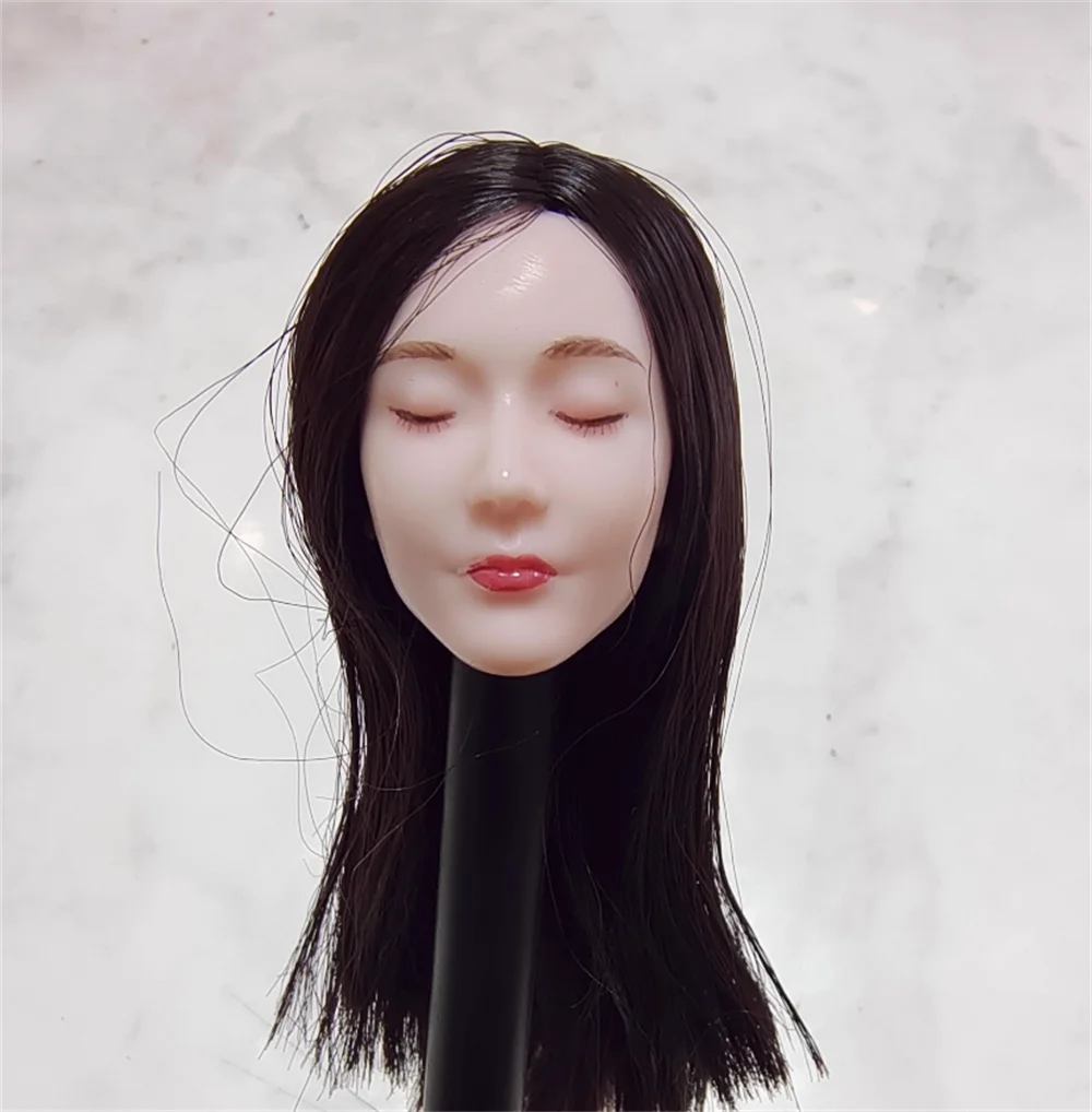 1/6 New Arrival Vivid Female Girl Head Sculpt Carving Closed Eye PVC Material For 12