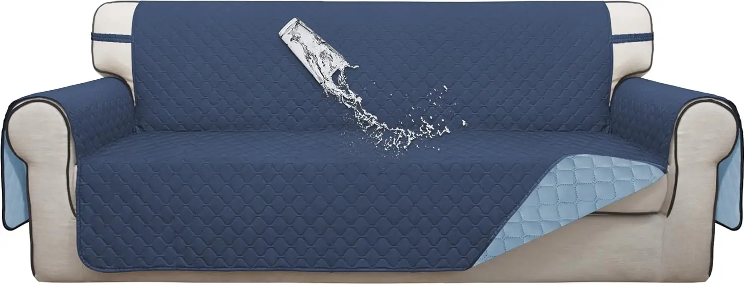 

Двусторонний водонепроницаемый чехол для дивана с 3 подушками, защита для мебели от домашних животных, темно-синий/светло-синий