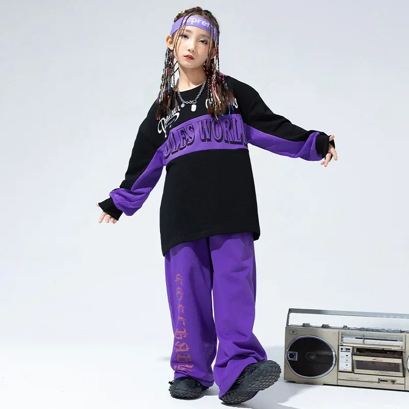 Hip Hop Clothes for Boys Girls Street Dance Loose Long Sleeve Tops Pants Kids Jazz Performance Costume Stage Wear Fashion Suits