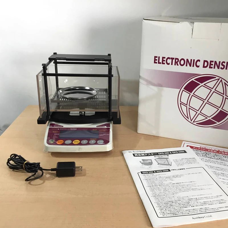 

Alfa Mirage Japan GKS-3000 Jewelry Gold Platinum Precious Metal Tester 0.01g-3000g 14K 24K Gold Karat Purity Testing Machine