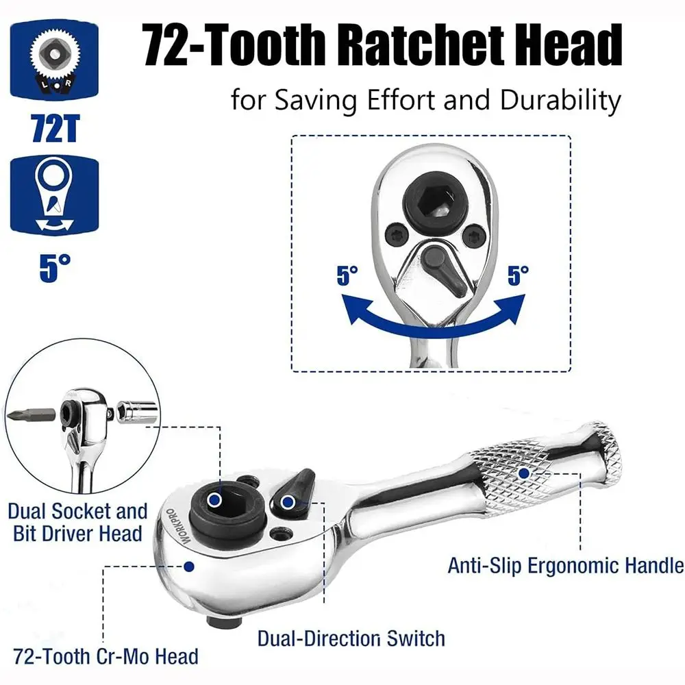 New Multi function Dual Head Wrench 72 Teeth Mini Socket Wrench 1/4 Inch Small Spanner Home DIY