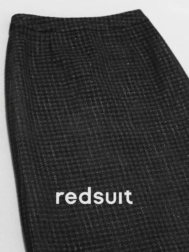 New Exquisite, elegant, neat slimming black tweed temperament skirt Custom Size