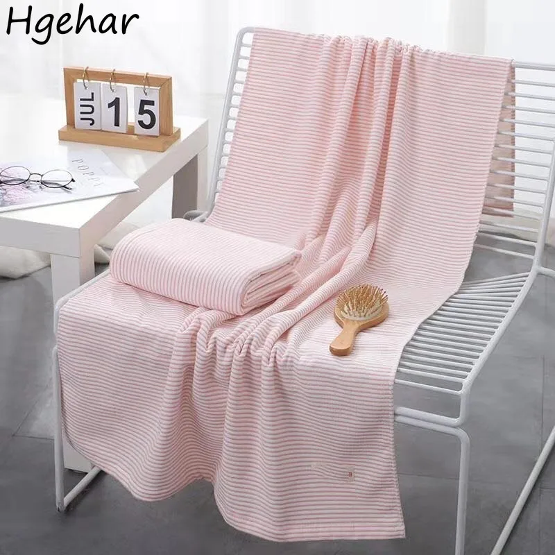 Striped Bath Towels 70x140cm Home Skin-friendly Cotton Simple Tender Shower Durable High Water Absorption Comfortable Quick Dry