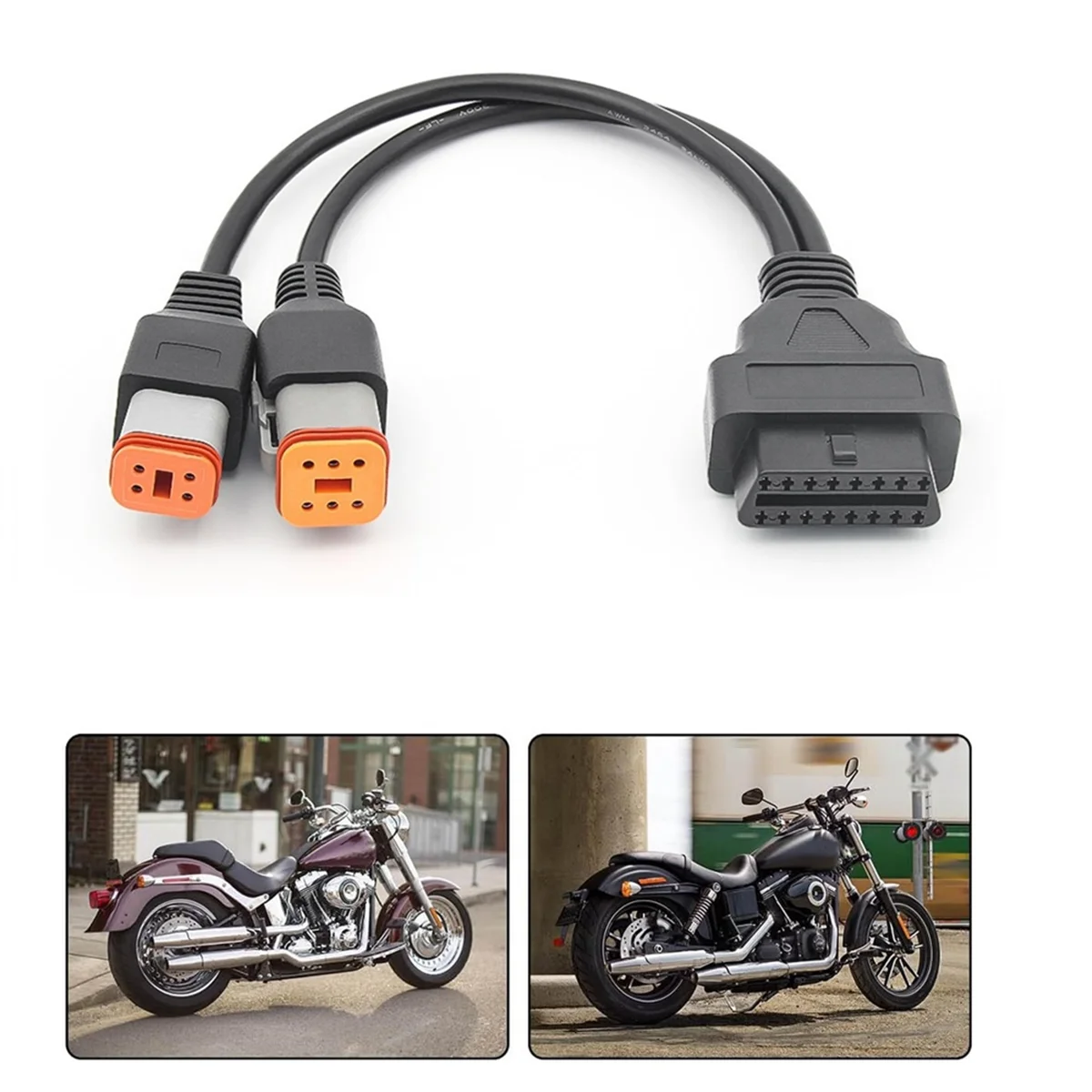 OBD2 Cable for Harley 4Pin+6Pin 2 in 1 Motorcycle OBD Scanner Adapter, Motorcycle Diagnostic Tool 16 Pin to 4 Pin 6