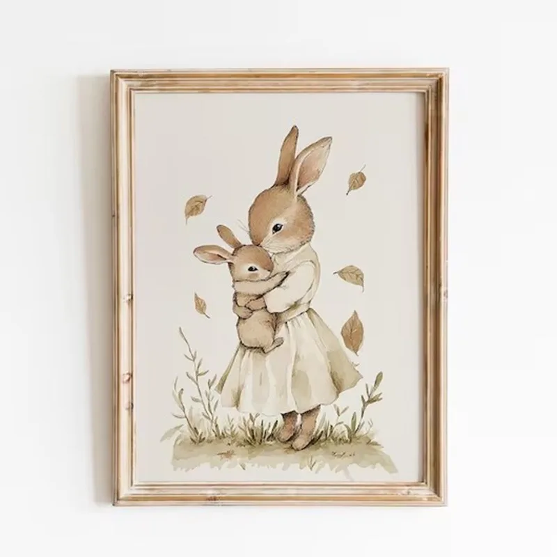 

Постеры с пасхальными кроликами в винтажном стиле, безрамные принты, картины на холсте, настенные художественные изображения, декор для дома, комнаты, антикварное украшение для детской комнаты