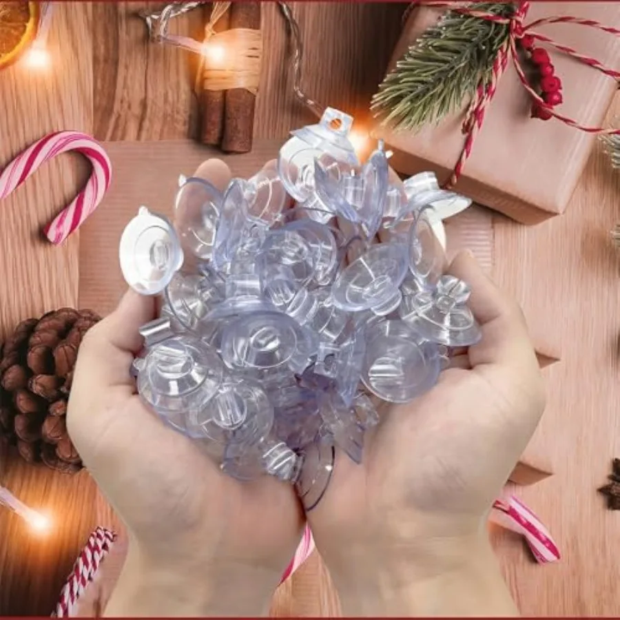 Pack Suction Cups for Glass - 1.2''/30mm Small Clear Rubber Suckers for Holiday Christmas Lights String Decoration, Strong Adhe
