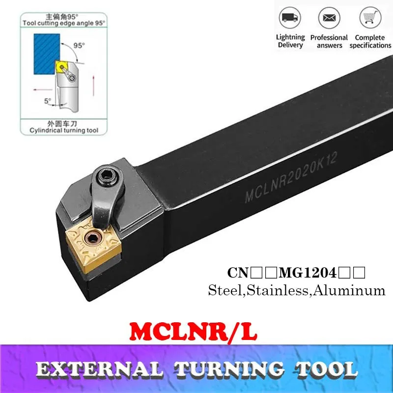 100% Original External Turning Tool MCLNR1616 MCLNR2020 MCLNR2525 MCLNR3232 MCLNR MCLNL Lathe Bar Cutting Holder CNC Cutter Tool