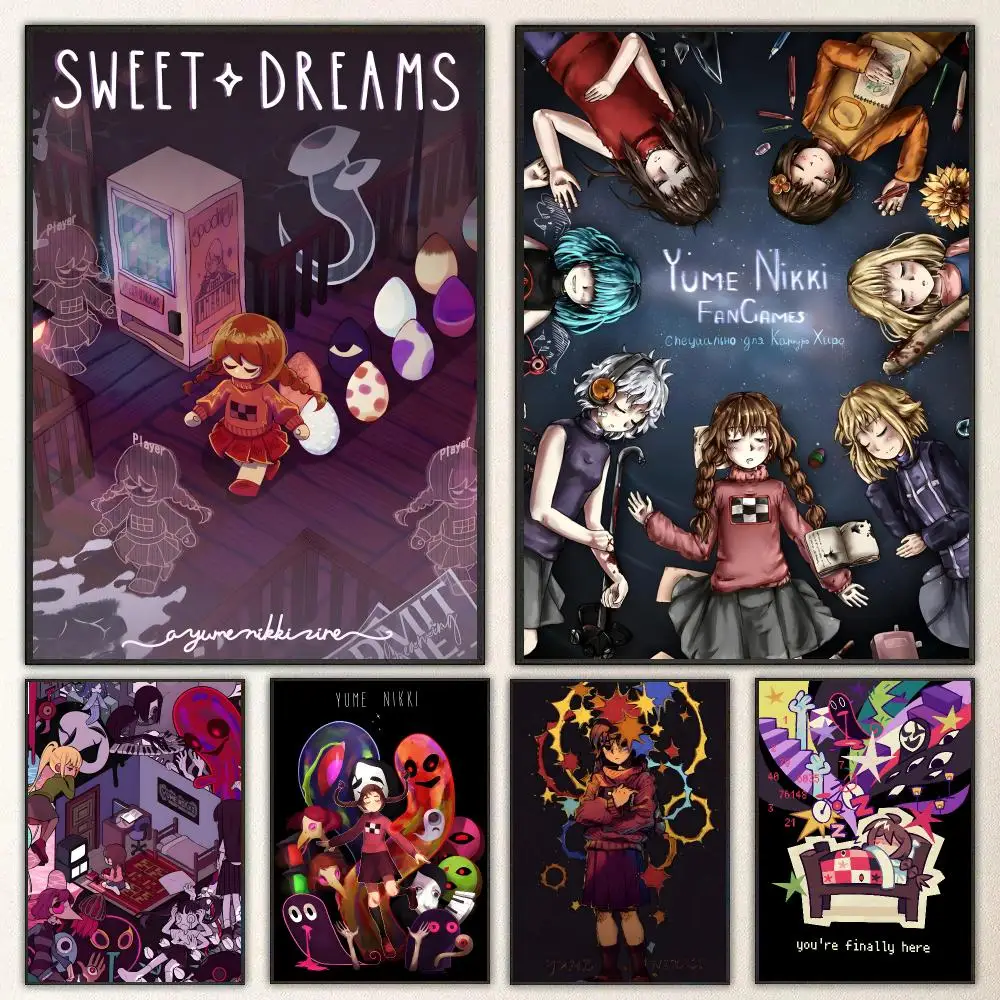 Game Yume Nikki  Waterproof Peel‑and‑Stick Wall Sticker, Art Print for Bar Cafe Living Room Poster
