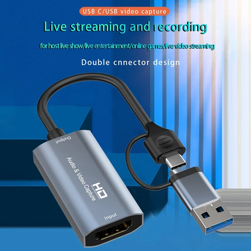 4K -Compatible To Type-C+USB Video Capture Card 1080P USB Computer Game Live Audio Video 4K Recording Capture Card