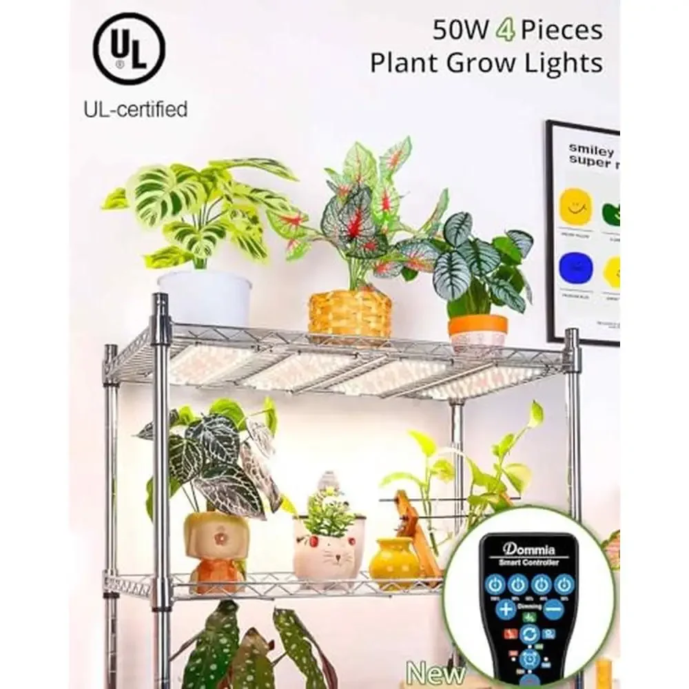 Ultra-Thin Dimmable Full Spectrum Plant Grow Light Panel Timer 3-Spectra LED Lamp Indoor Plants 6/10/14/18H Cycle Aluminum Base