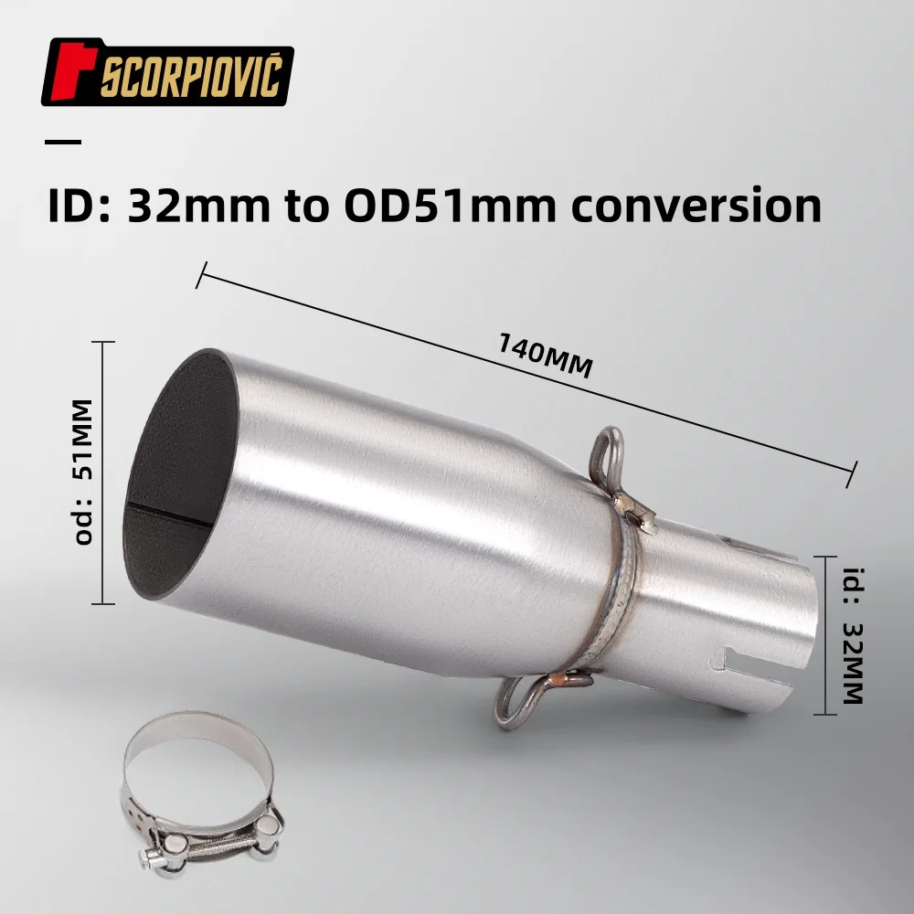 28 32 38 45mm Adapter 51mm Auspuffabschnitt Zerstörungsfreie Installation Motorrad Auspuffrohr Modifikation Auspuff Mittelteil