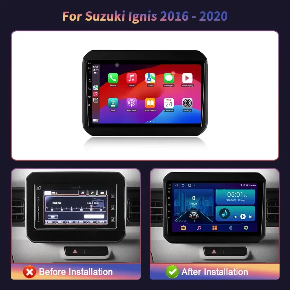 Car Radio Multimedia Navigation Android 14 For Suzuki Ignis 2016-2020 Wireless Carplay Stereo Screen 2 DIN GPS Head Unit Console