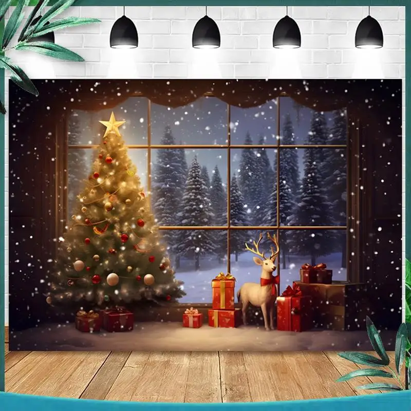 (جديد) 210X150 سنتيمتر عيد الميلاد خلفية القماش شجرة عيد الميلاد ندفة الثلج الطرف الديكور الأطفال التصوير خلفية القماش #4