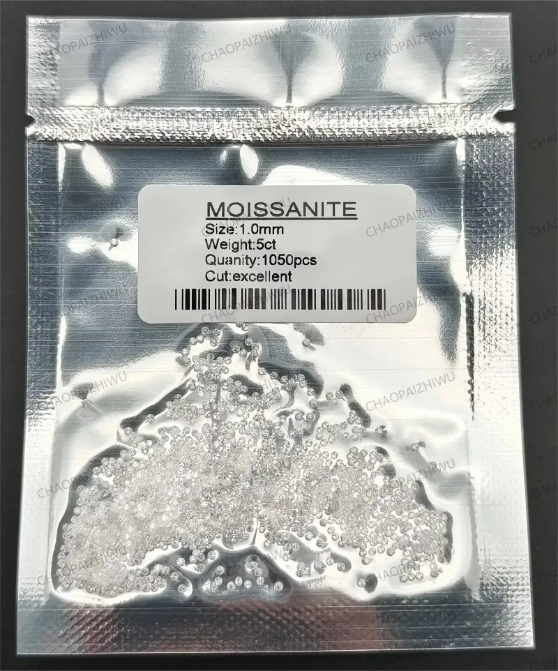 Moissanit-Stein, runder Schliff, Farbe D, Edelstein, kleine Größe 0,8 mm bis 2,9 mm, 1,0 ct/Packung, für die Herstellung von Schmuck, bestanden bei Diamanttest. – Detail 16