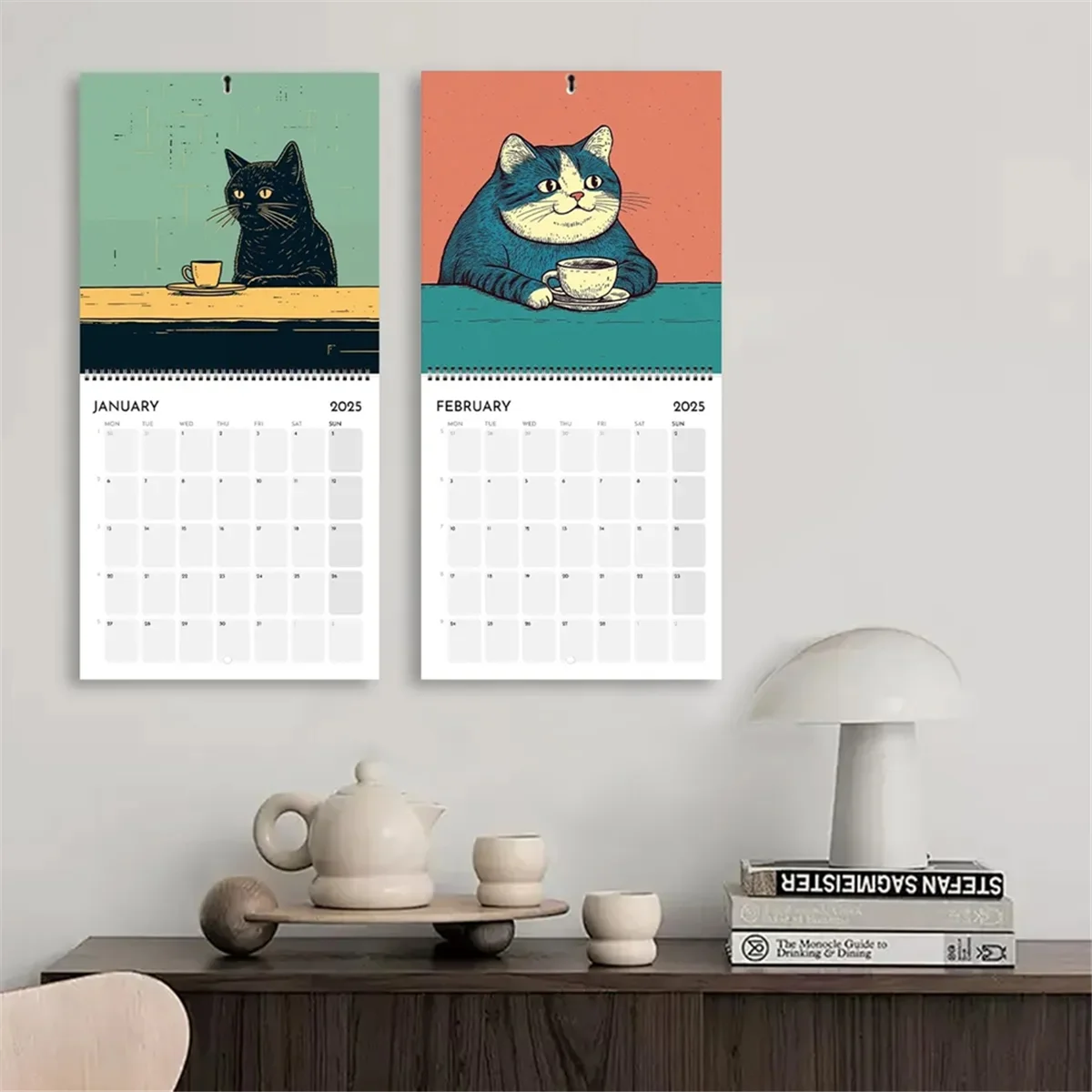 Kattenkalender 2025 - Katten'met koffie' 2025 katten' met koffiekalender voor thuiskalender