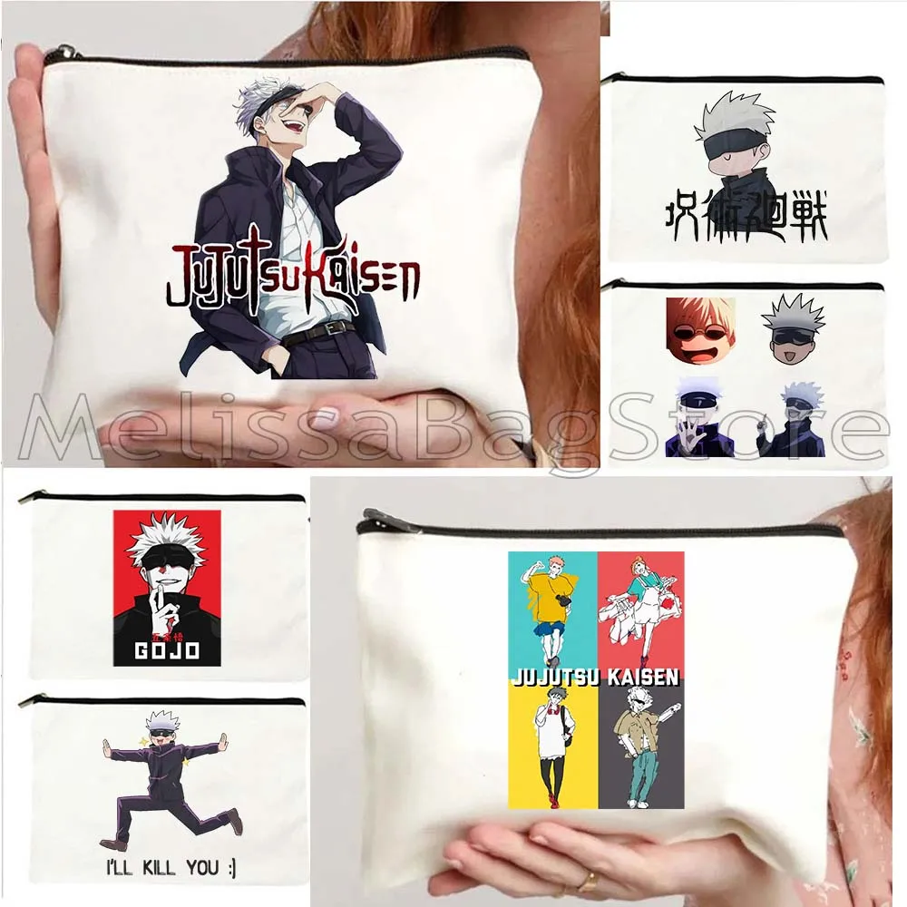 

Anime Gojo Saturo Jujutsu Kaisen Anime Sukuna Fan Gifts Satoru Cute Cartoon Canvas Cosmetic Makeup Toilet Bag Pencil Case Pouch