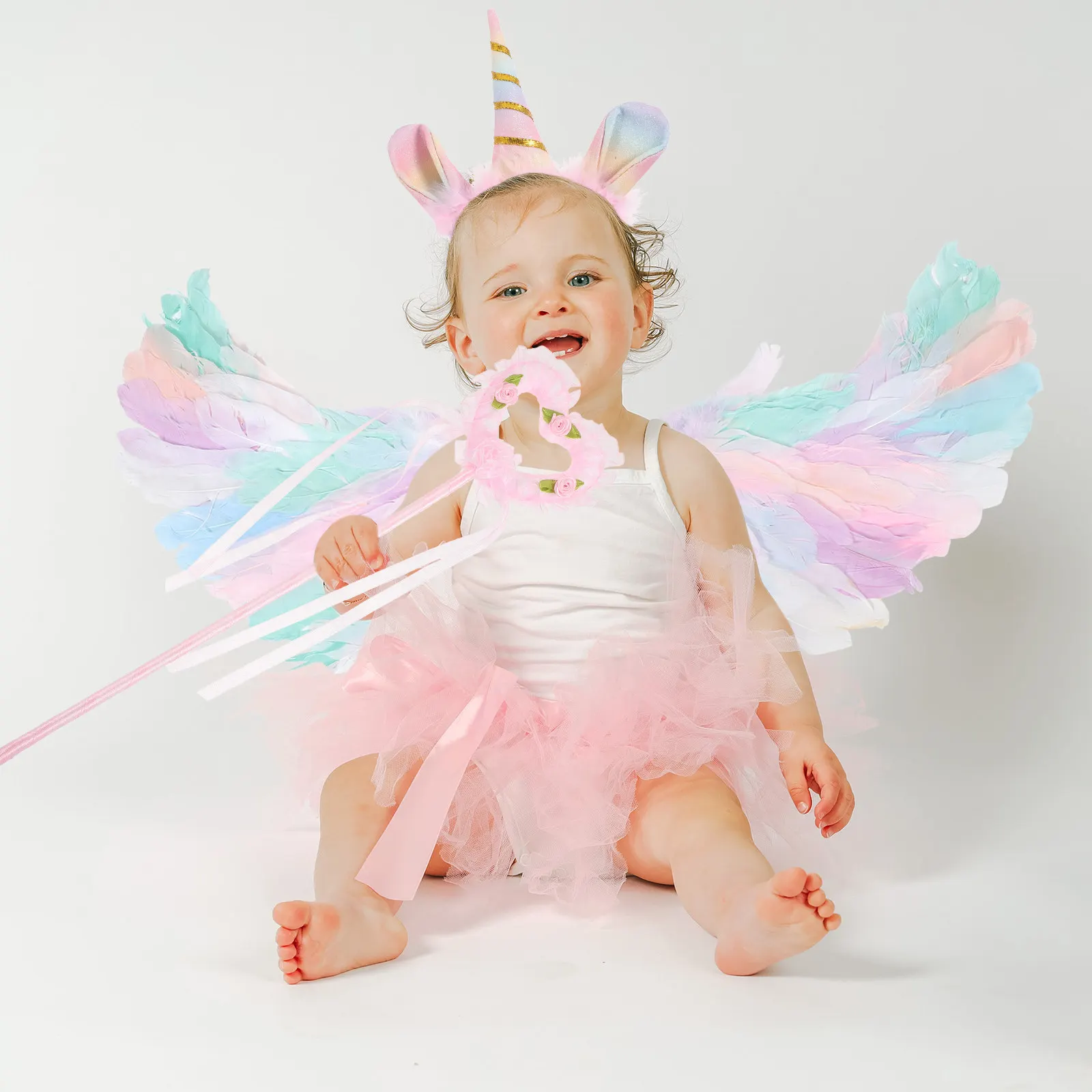 1Set Angel Wings Headband Fairy Wand Costume Set Lightweight Reusable Cosplay Props for Parties Performances