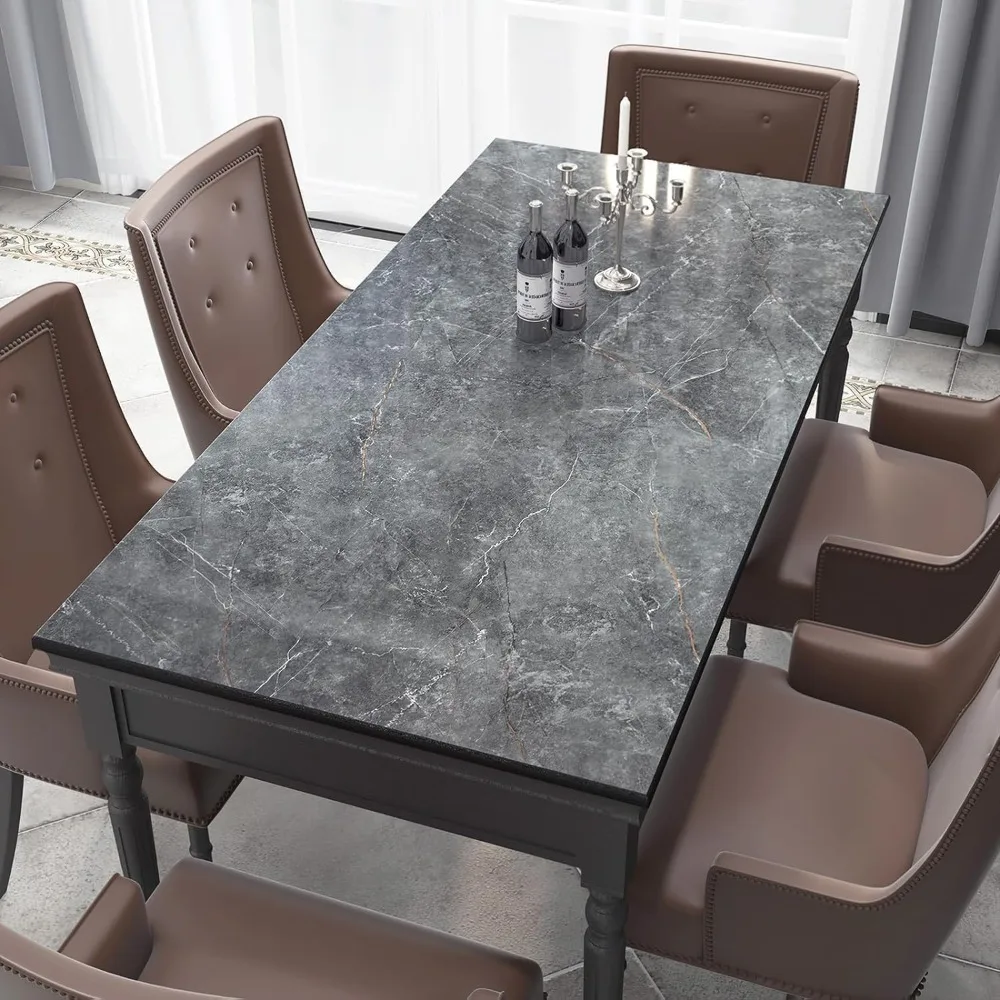 Extra Wide Gray Marble Countertop Contact Paper Waterproof Peel Stick for Kitchen Glossy Finish, Wide Countertops Protection
