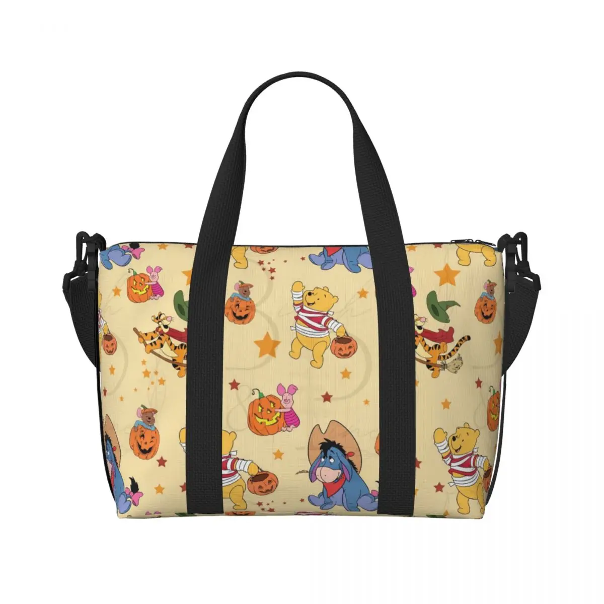 

Custom My Friends Cartoon T-Tigger Pooh Tote Bag Women Large Capacity Beach Gym Shoulder Travel Bag
