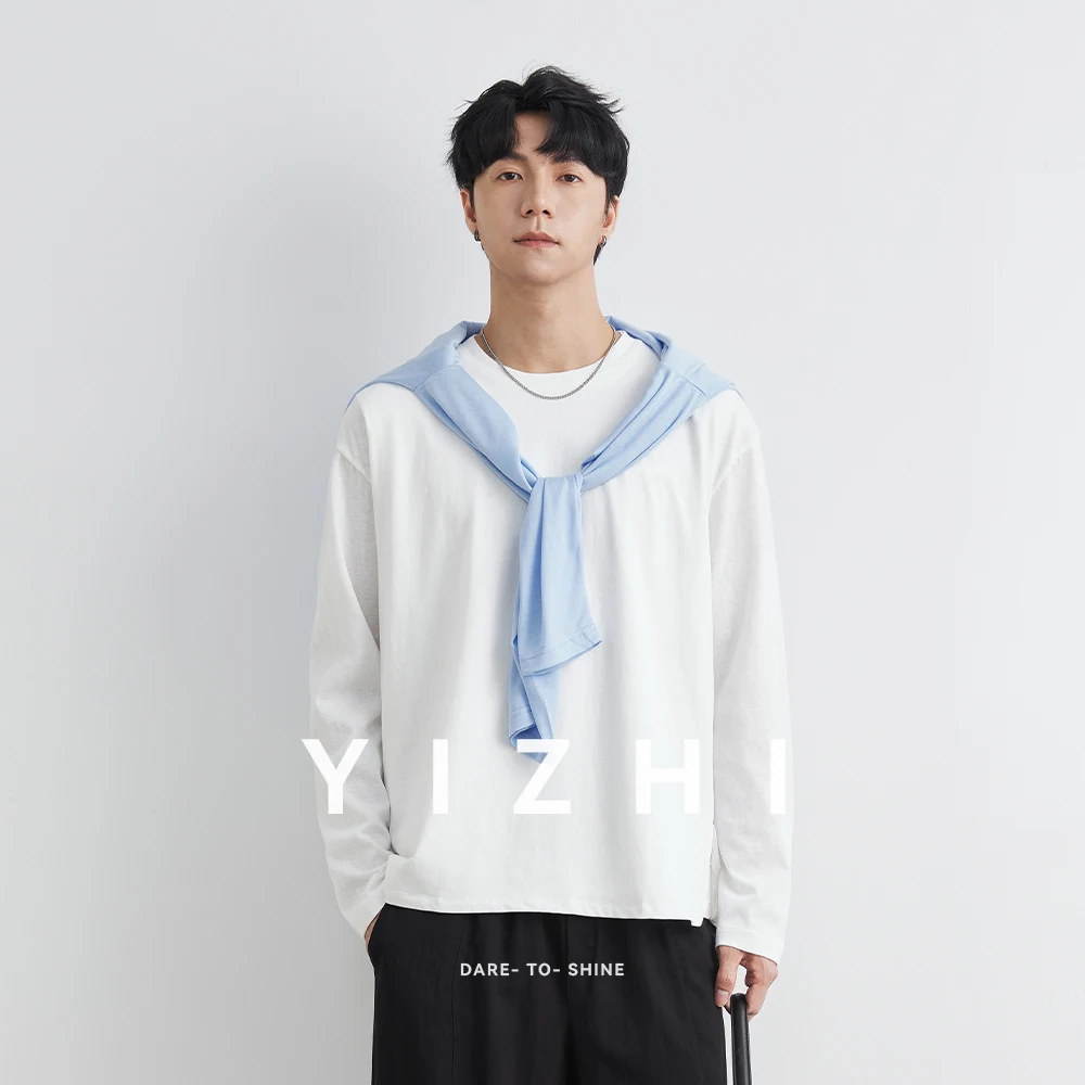 

Autumn New Cotton Round Neck T-shirt Men's Long Sleeve Korean Casual T-shirt Men's Solid Color Slim T-shirt Top Bottoming Shirt