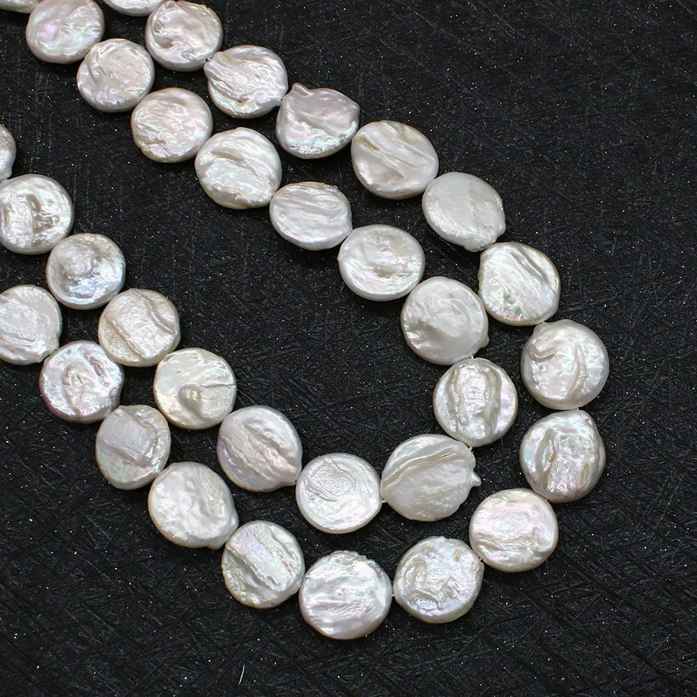 

White Baroque Natural Freshwater Pearl Button Shape 19-20mm Bead Jewelry Making DIY Necklace Bracelet Accessories Gift