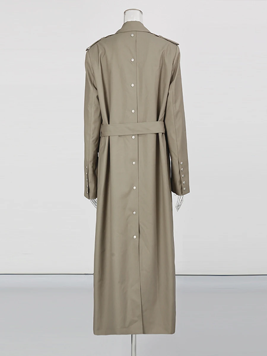 CHICEVER Khaklgray Spliced Sashes Office Lady Jacket Female Lapel Long Sleeve Streetwear  Women's Jackets Autumn Style Fashion