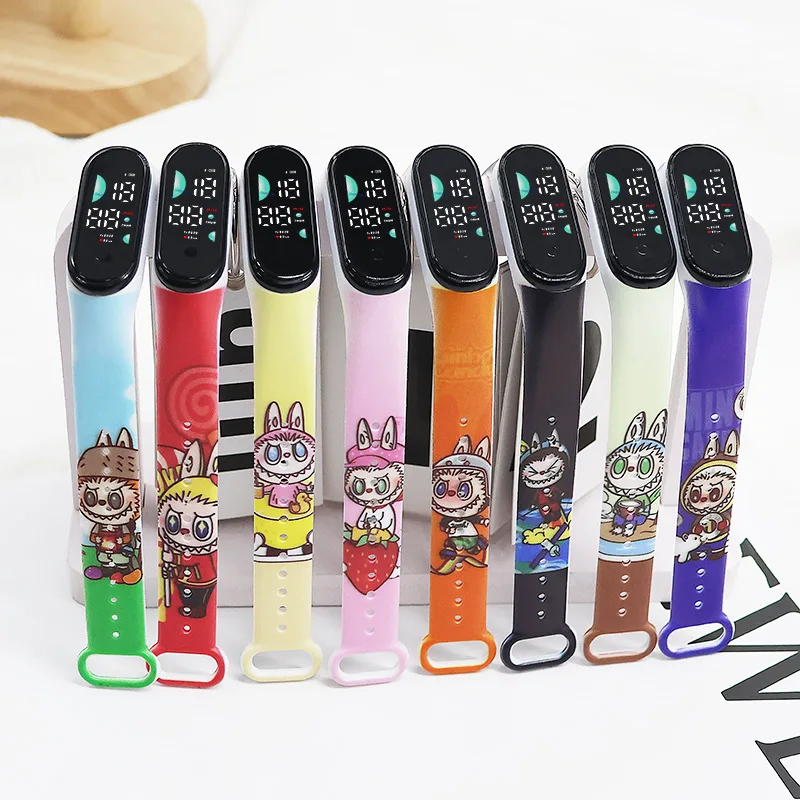 50pcs/lot Cartoon Digital Kids Watches Anime Figures LED Watch Touch Waterproof Electronic Sports Watch Kids Birthday Gift