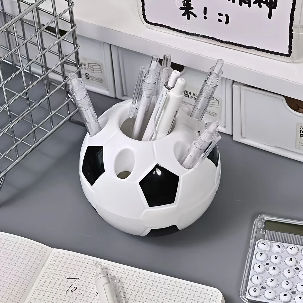 Football Shaped Hanging Storage Holder, Cylindrical Pen & Toothbrush Rack, Light Durable Sports Decor for Home Office Classroom