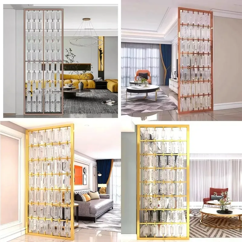 Interior wall partition stainless steel frame glass room partition living room decoration
