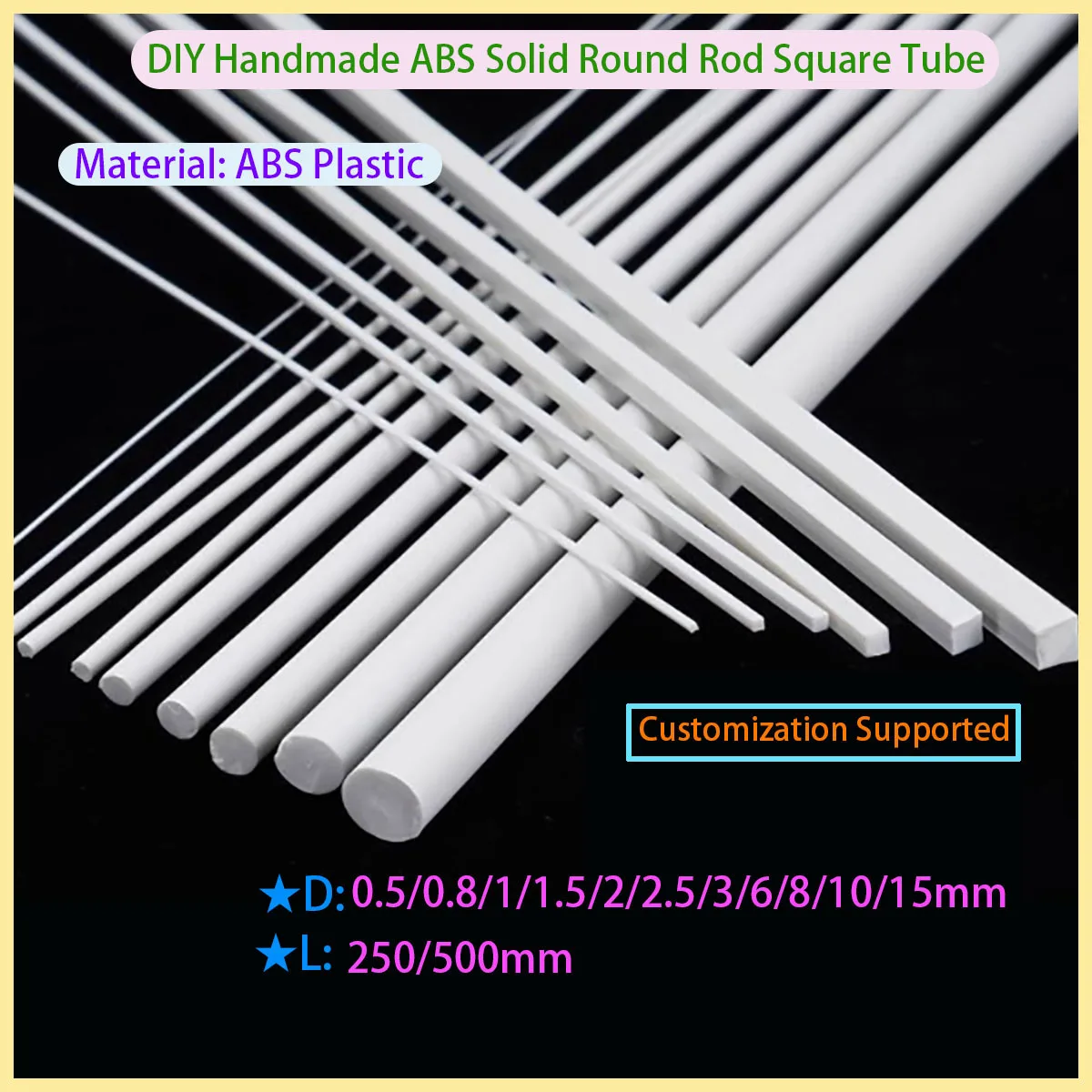 DIY ABS White Round/square Plastic Rod for Building Model Making Materials and Accessories