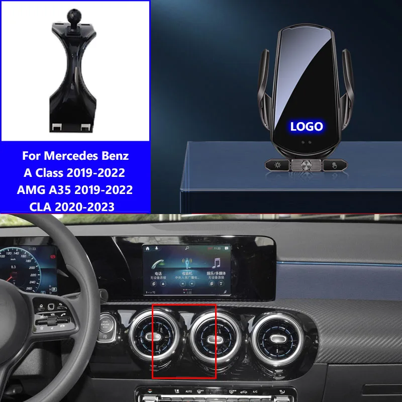 For Mercedes Benz A-Class W177 CLA C118 AMG A35 2019-2023 Car Phone QI Wireless Charging Magnetic Induction Bracket Accessories