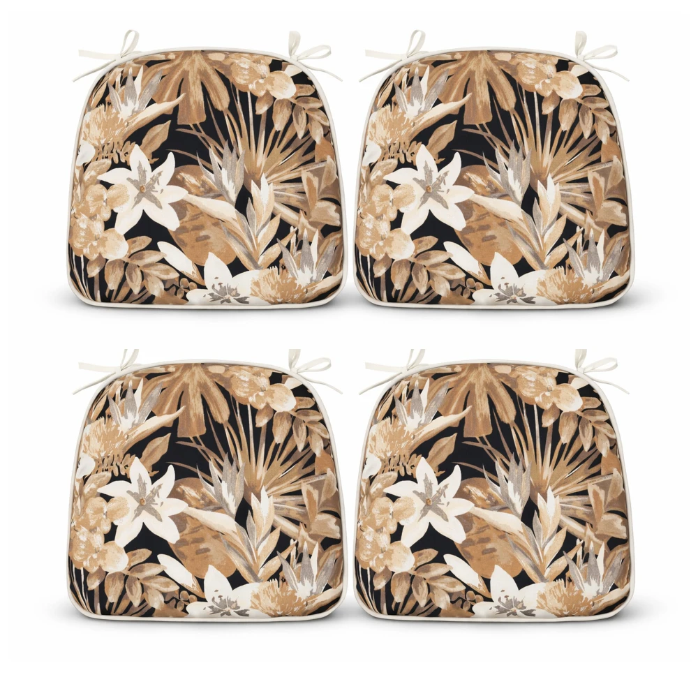 

Patio Chair Cushions Set4: Water-Repellent U-Shape Foam with Ties 17x16x2 Soft Cream Lily