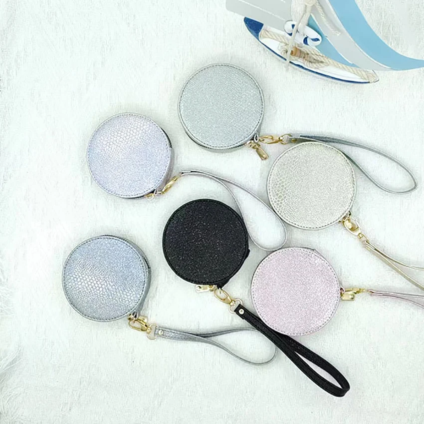 

5pcs Coin Change Women PU Blank Circle Shaped Ear Line Short Wallet Mix Color